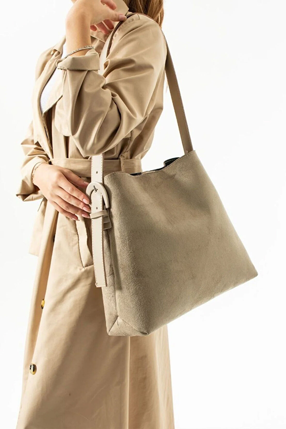 Suet Deri Kadın Omuz Çantası Yavrulu