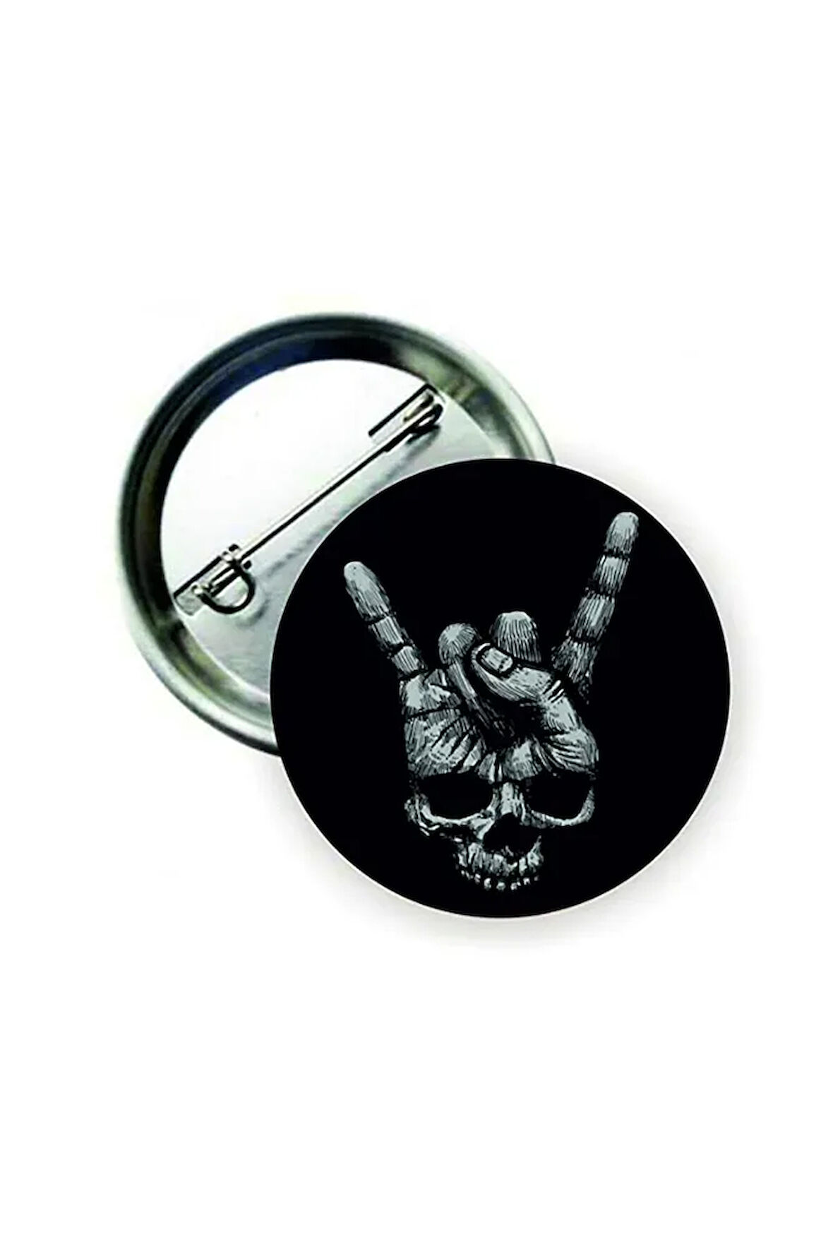 Rock Müzik Işareti Skull Kurukafa Kafatası Buton Rozet