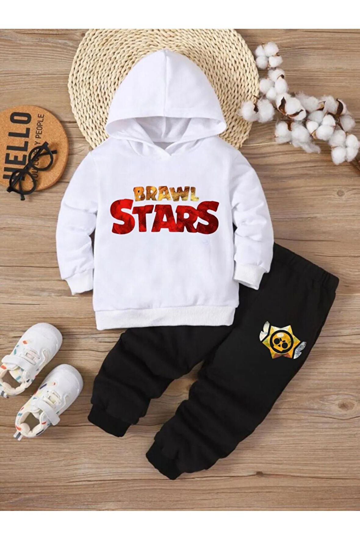 Çocuk Tasarım Brawl Star Oyun Baskılı Alt-Üst Takım Pamuklu