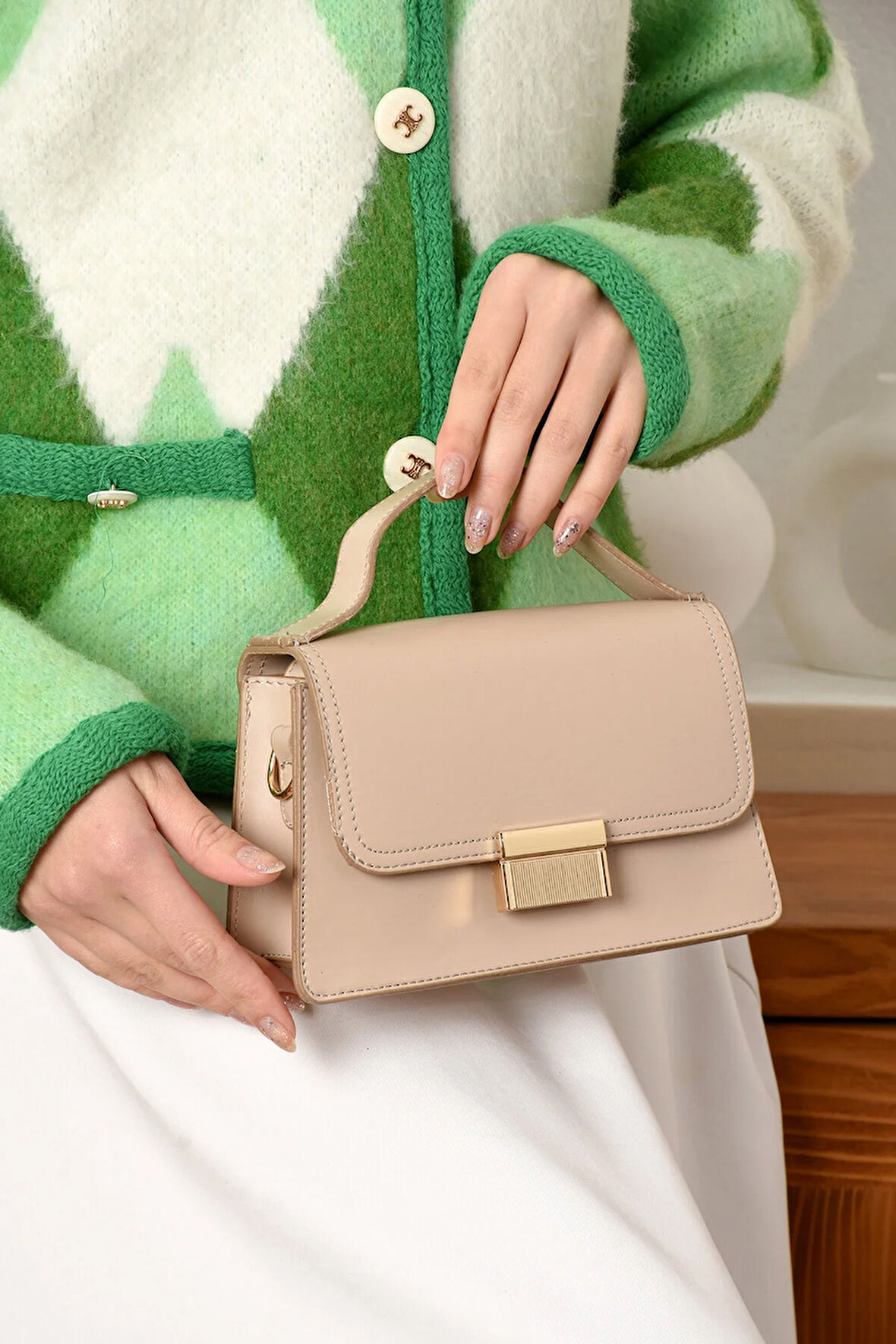 Kadın Mini City Omuz Çantası Kilit Detaylı Çanta