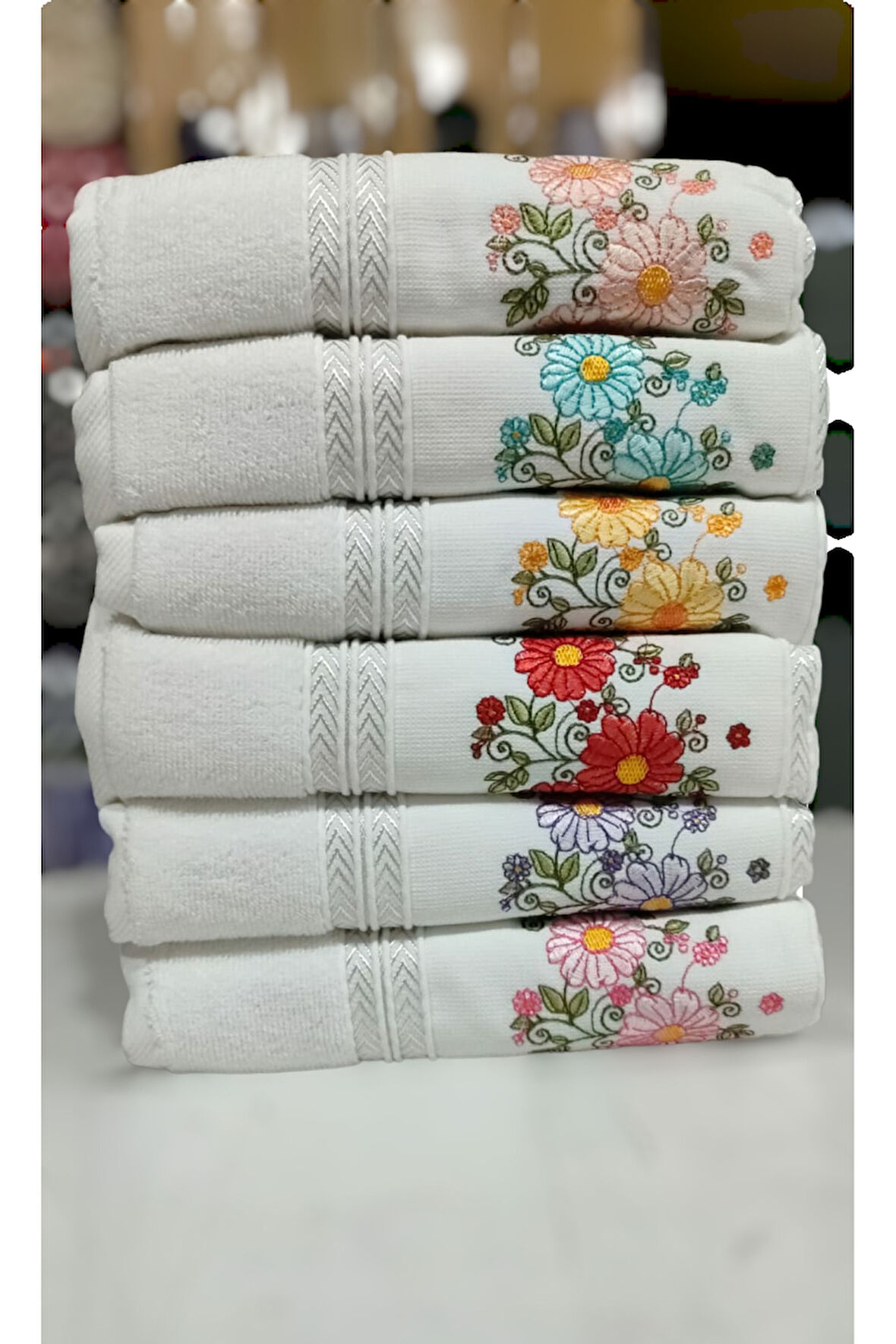 Özdilek 6 Adet Açelya Nakışlı Havlu Model 22-15