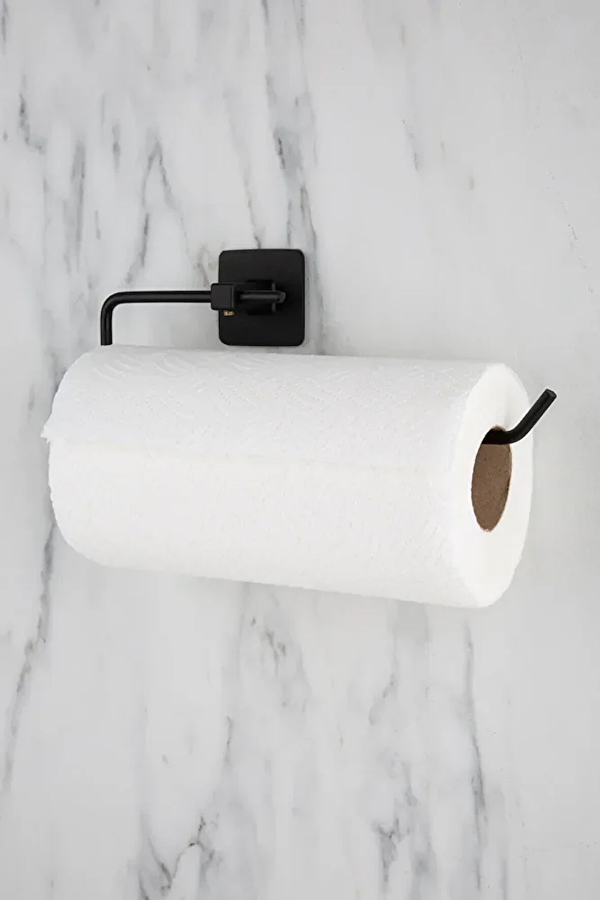 Kare Yapışkanlı Siyah Kağıt Rulo Havluluk, Peçetelik, Banyo Askısı