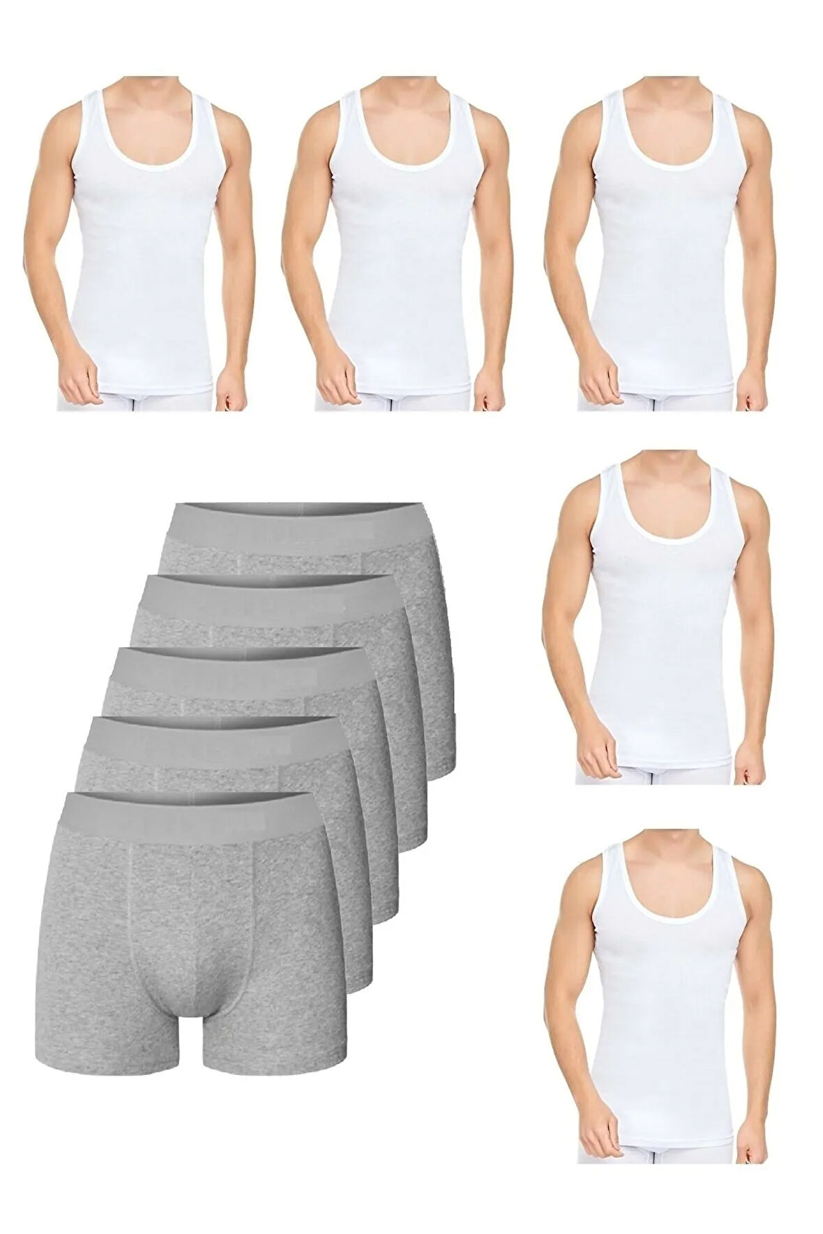 Pi Giyim 10 Parça Atlet Ve Boxer Takımı 5 Boxer 5 Atlet