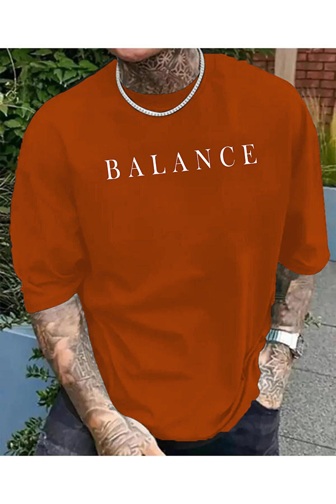 Unisex Balance Baskili Bi?si?klet Yaka T-shi?rt