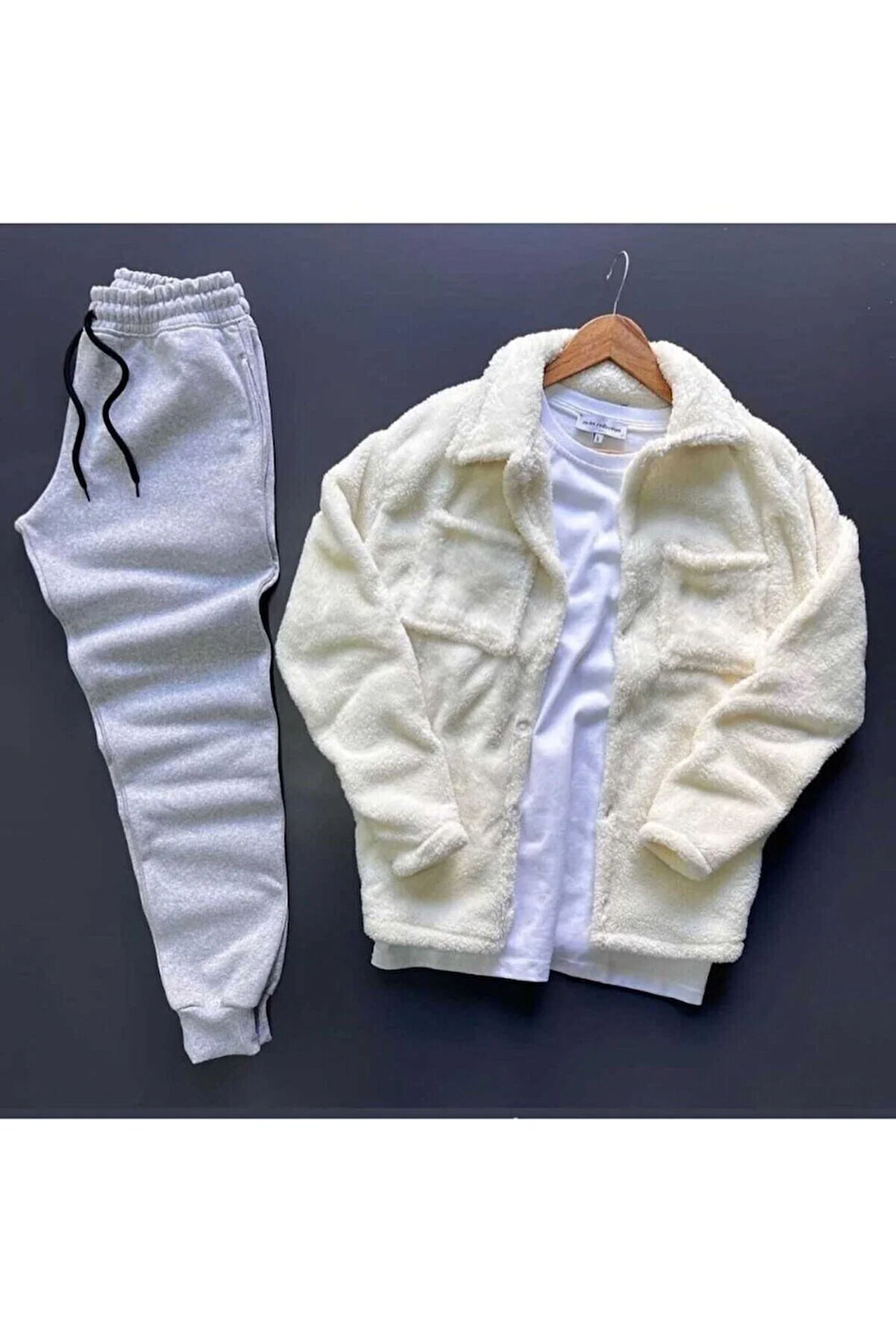 Peluş Hırka Ceket Ve Eşofman Alt Takım