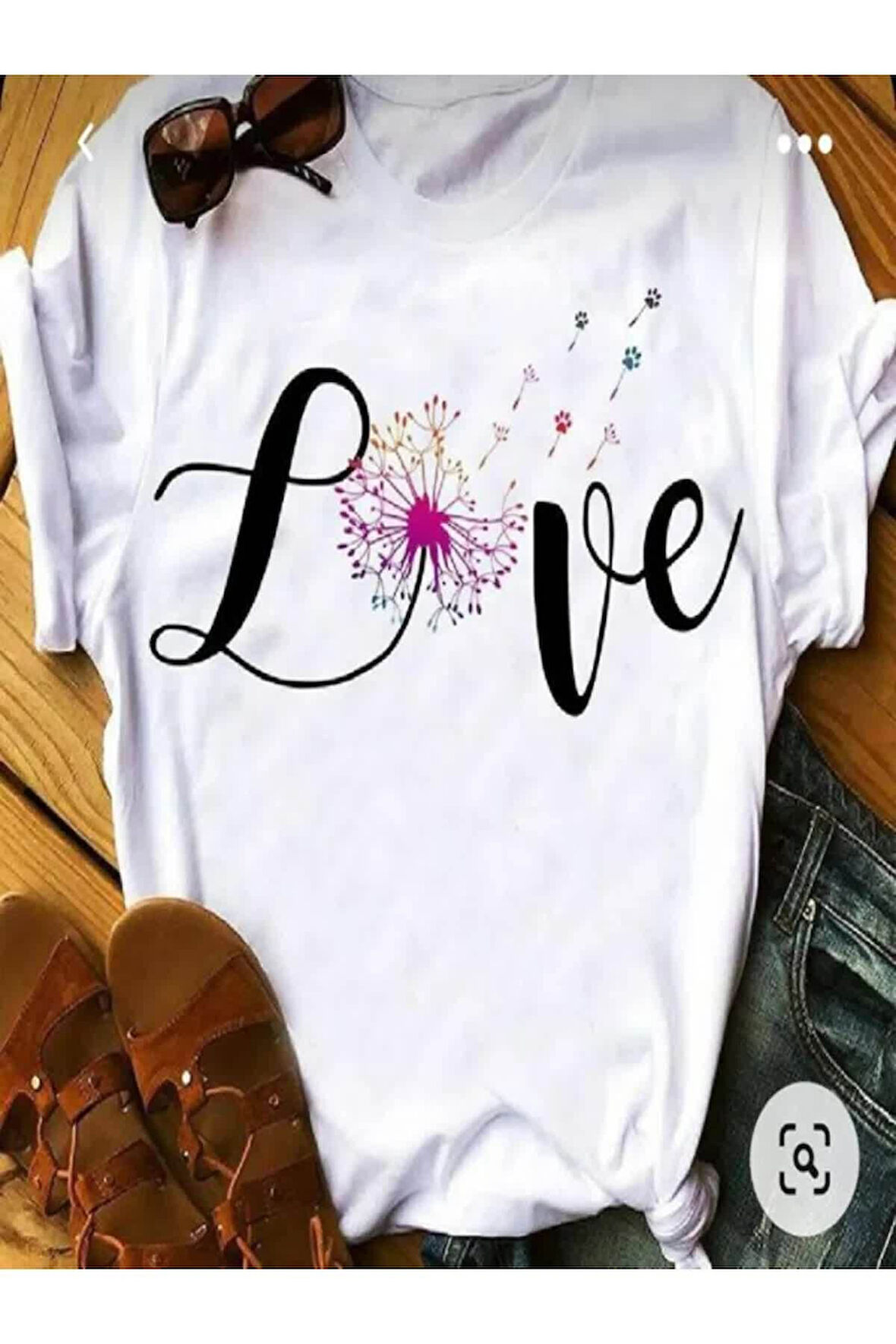 Unisex Baskılı Pamuk Beyaz Bisiklet Yaka Oversize T-shirt