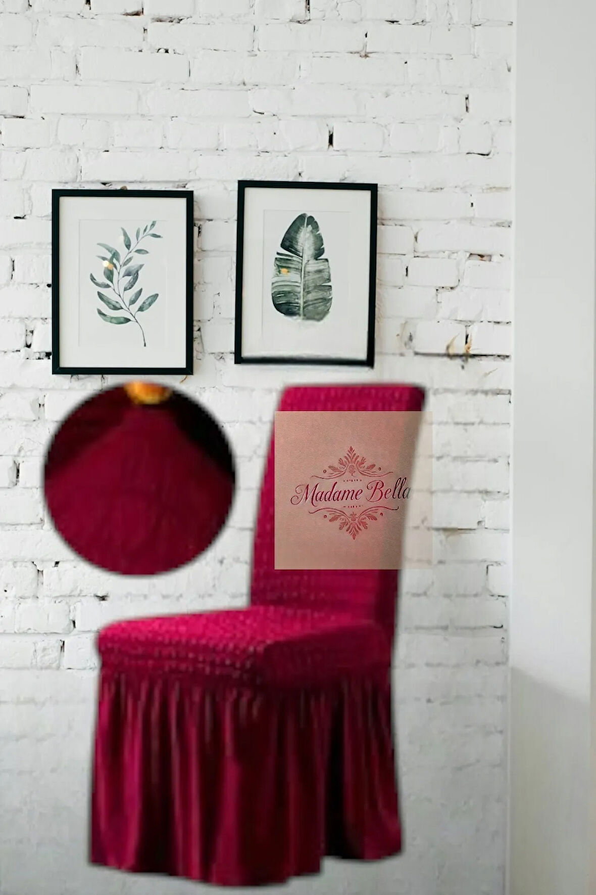 1 Adet Bürümcük Etekli Likralı Esnek Yıkanabilir Sandalye Kılıfı,45x45x60 Ölçüde Sandalye Örtüsü
