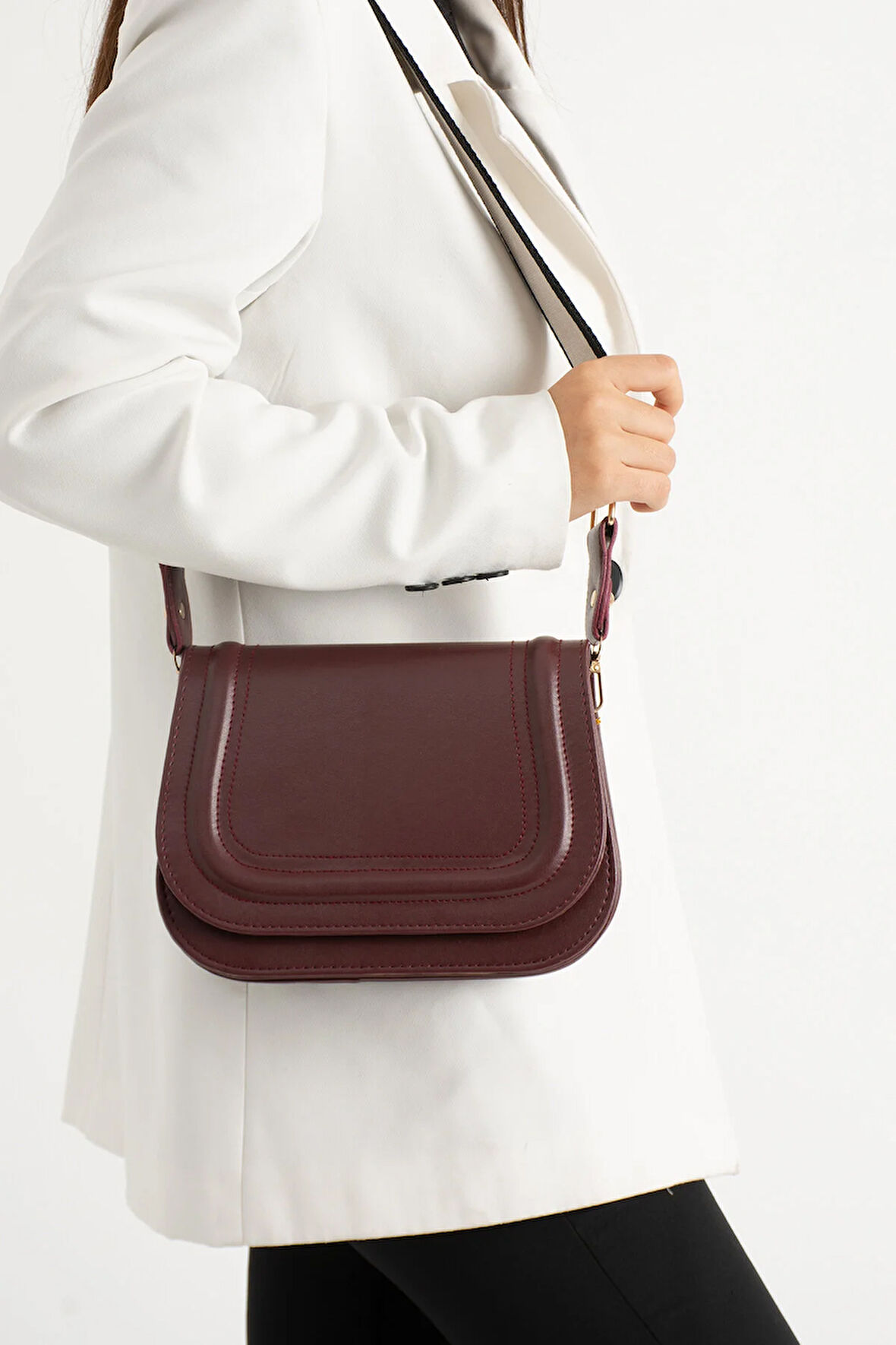 Kadin 5 Bölmeli Astarlı Kapaklı çıt çıt Kapama El Kol Ve Omuz Çantası