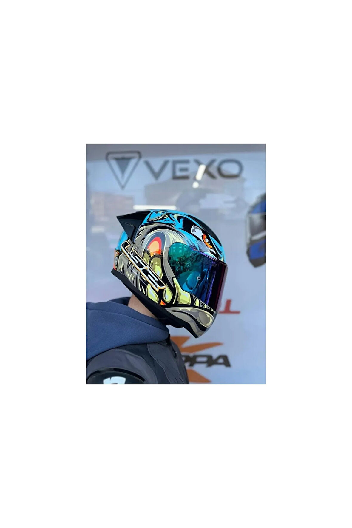 Rapıd 2 Neo Mavi-mor Kask - Gökkuşağı Vizör - Spoiler