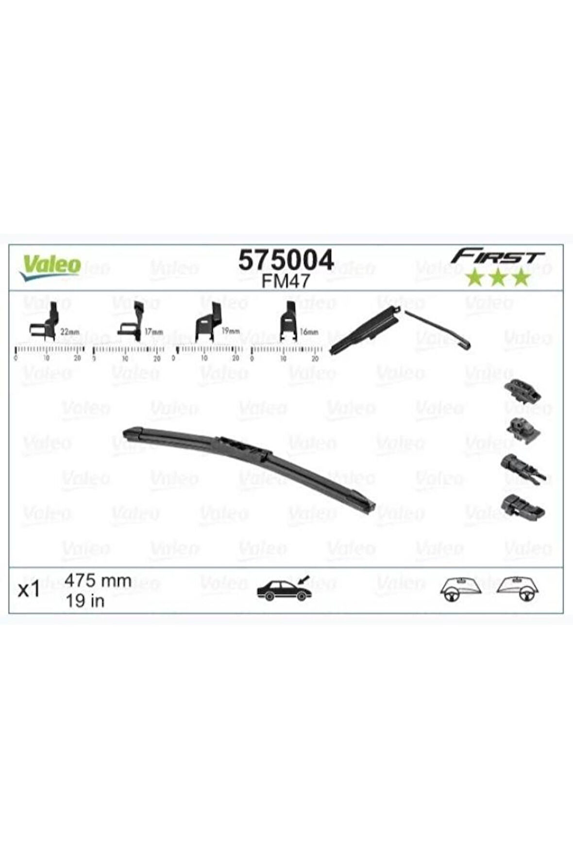 First Multiconnection Flat Blade (MUZ TİPİ) Silecek (UNİVERSAL) Flat Blade Fm47 (X1) (475 MM)