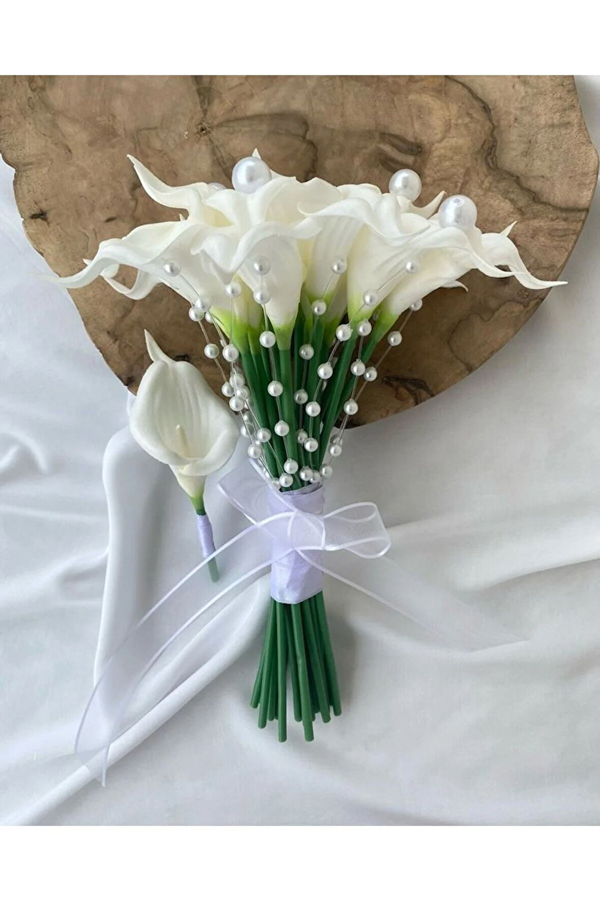 Mevsimweeding ıslak gala çiçeği incili gelin buketi