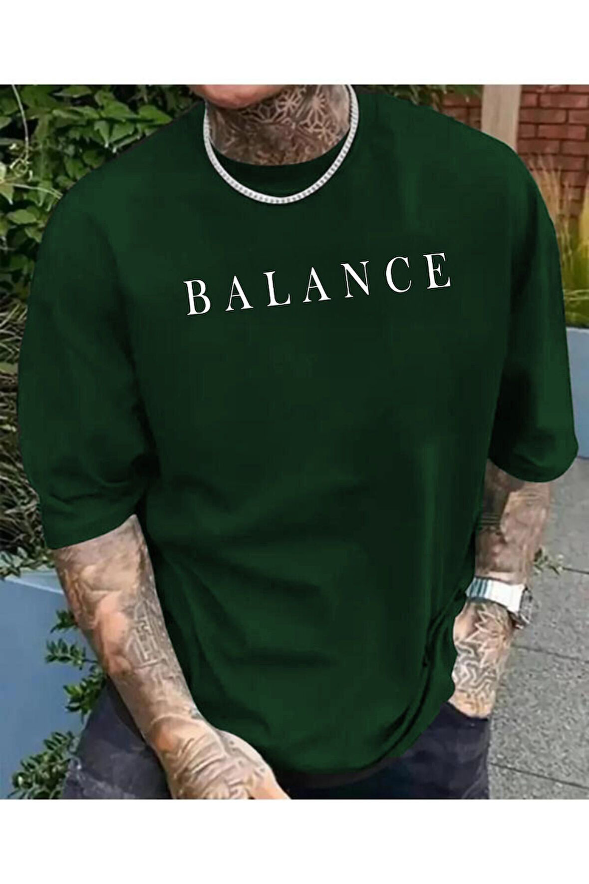 Unisex Balance Baskili Bi?si?klet Yaka T-shi?rt