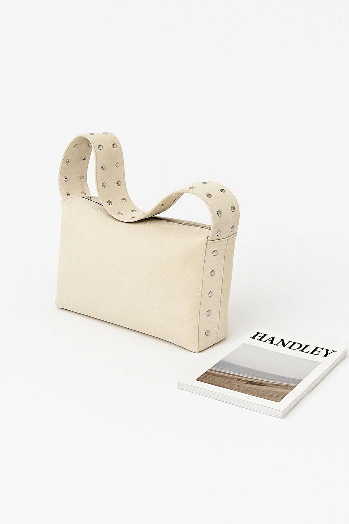 Lüks Süet Detaylı Stud Omuz Çantası