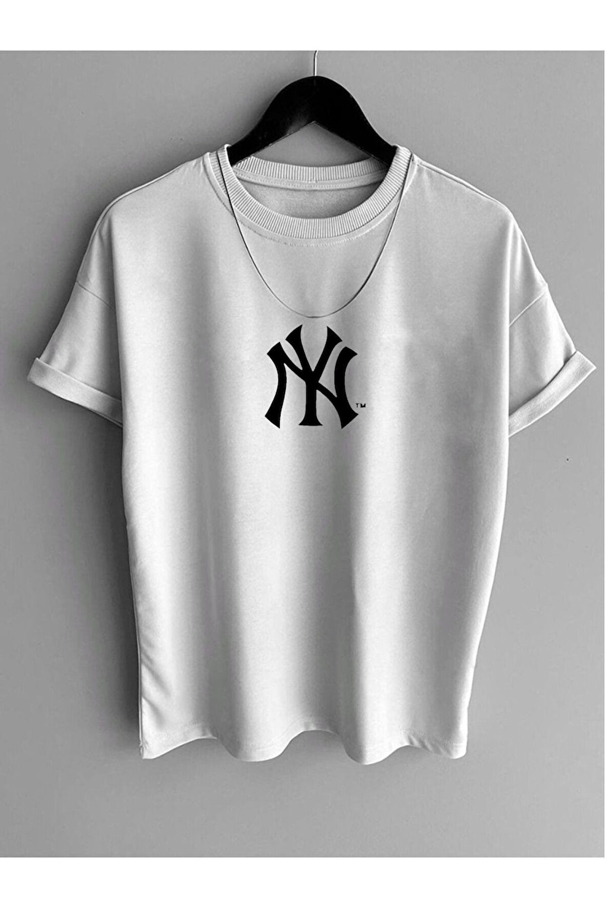 Erkek Oversize T-shirt Newyork Baskı Siyah