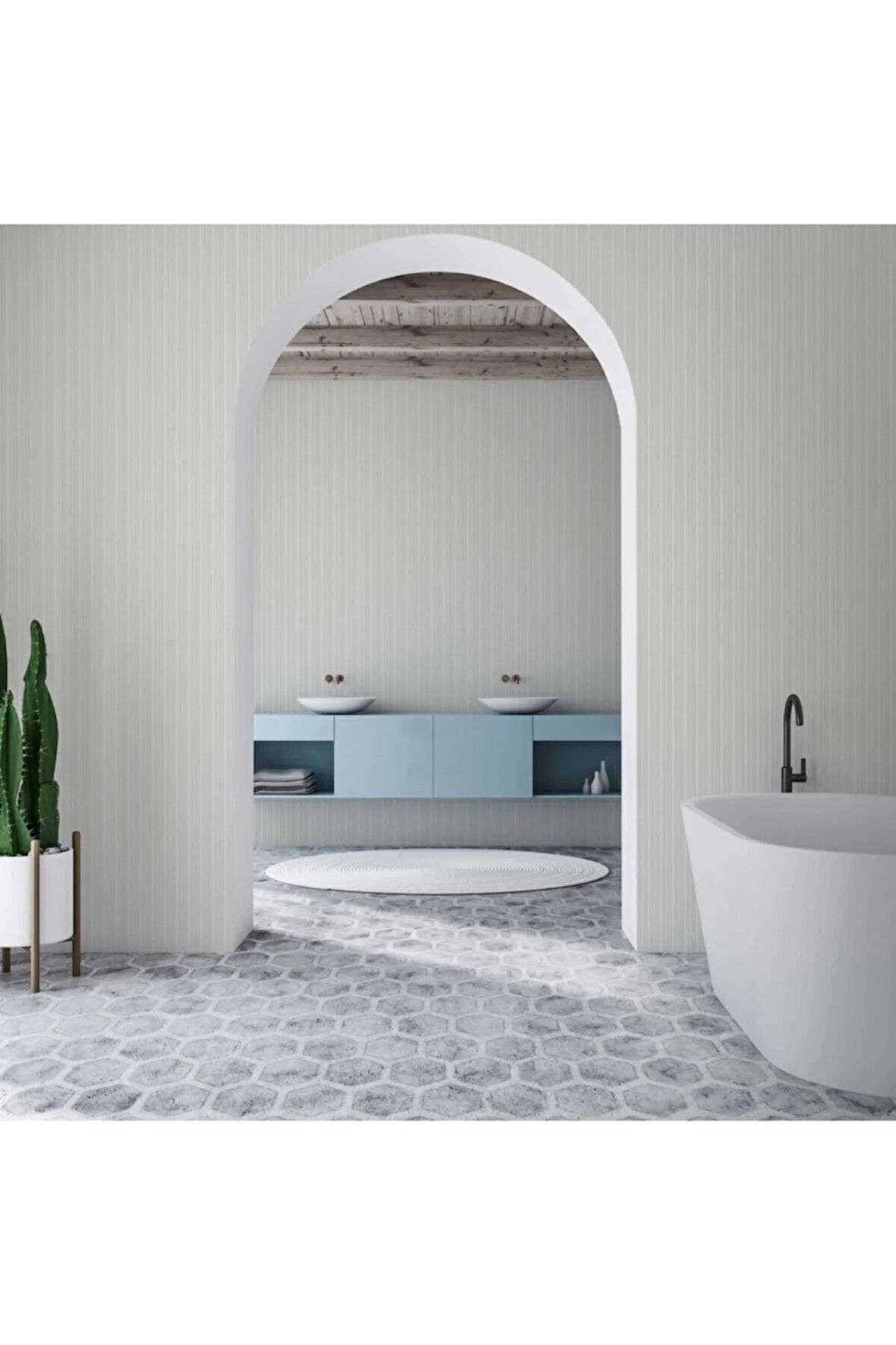 Seyyah 1307-2 Klasik Düz Duvar Kağıdı (gümüş)