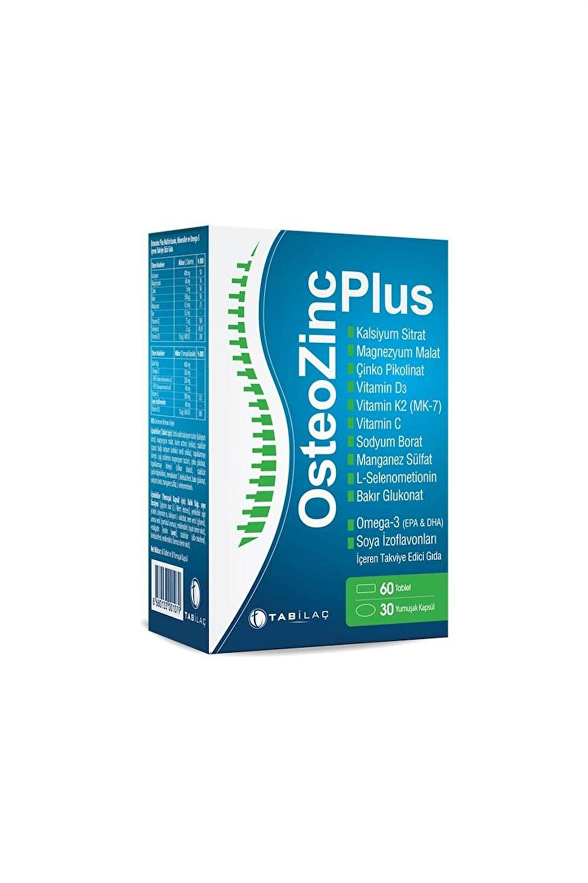 Osteozinc Plus 60 Tablet 30 Kapsül