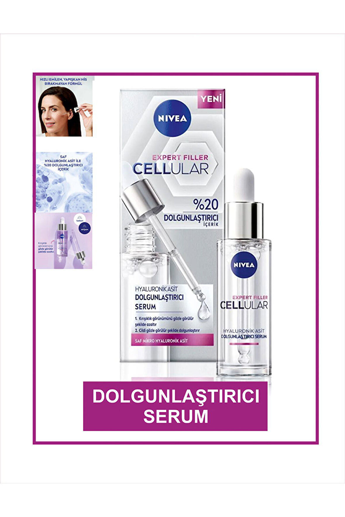 Cilt Dolgunlaştırıcı ve Yoğun Nemlendirici Hyaluronik Asit Serum 30 ml Cellular Expert Filler