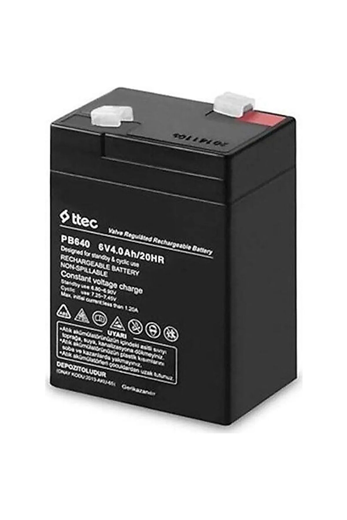 HAUE_6V4Ah/20HR TTEC VALVE REGULATED RECHARGEABLE BATTARY - 6 VOLT 4 AMPER AKÜ ŞARJ EDİLEBİLİR.