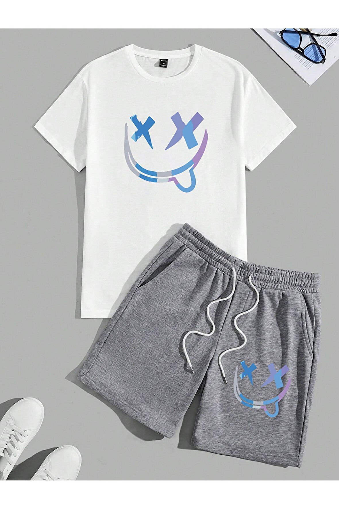 Siyah Erkek 2li Oversize Dragon Baskılı Pamuklu  Beast Mode Tişört ve Şort Takımı