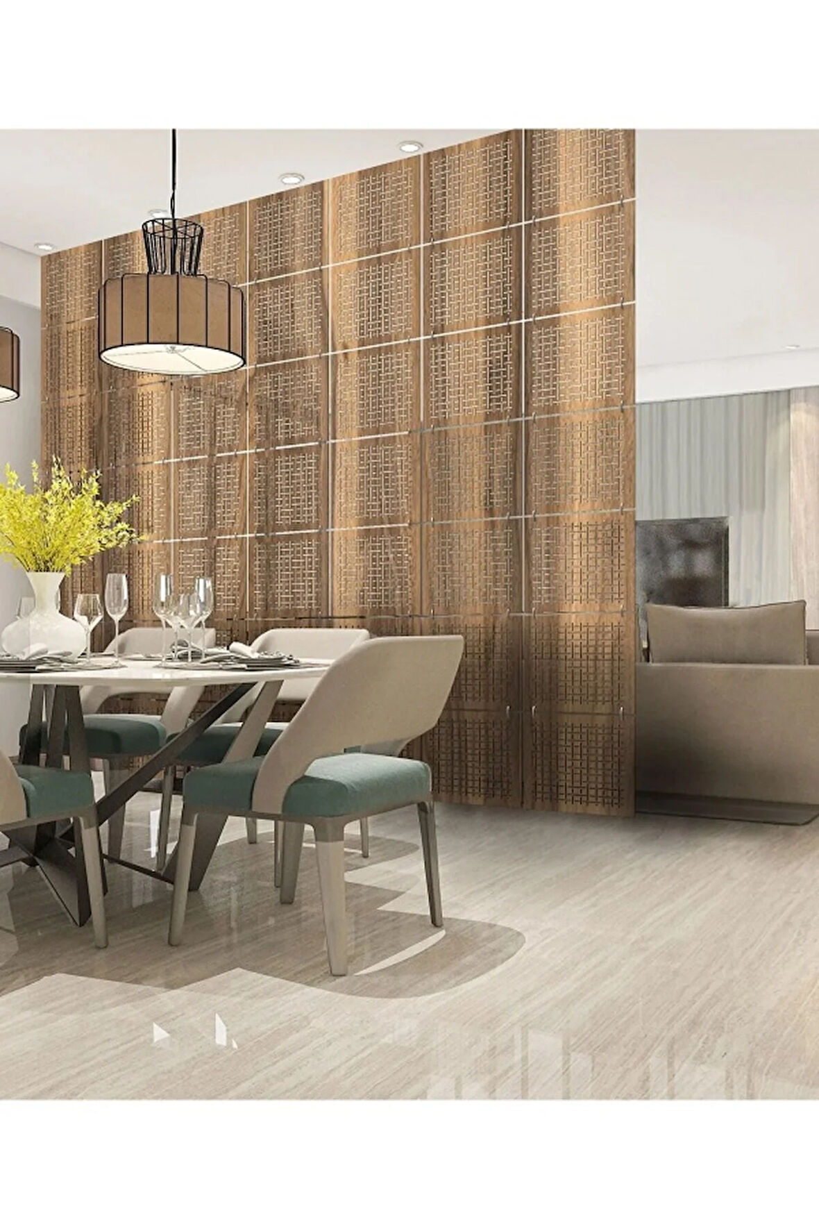 Lazer Kesim Sarkıt Paravan, Ahşap Seperatör, Panel Levha Seti Dekorasyon Ahşap Oda Bölücü model12