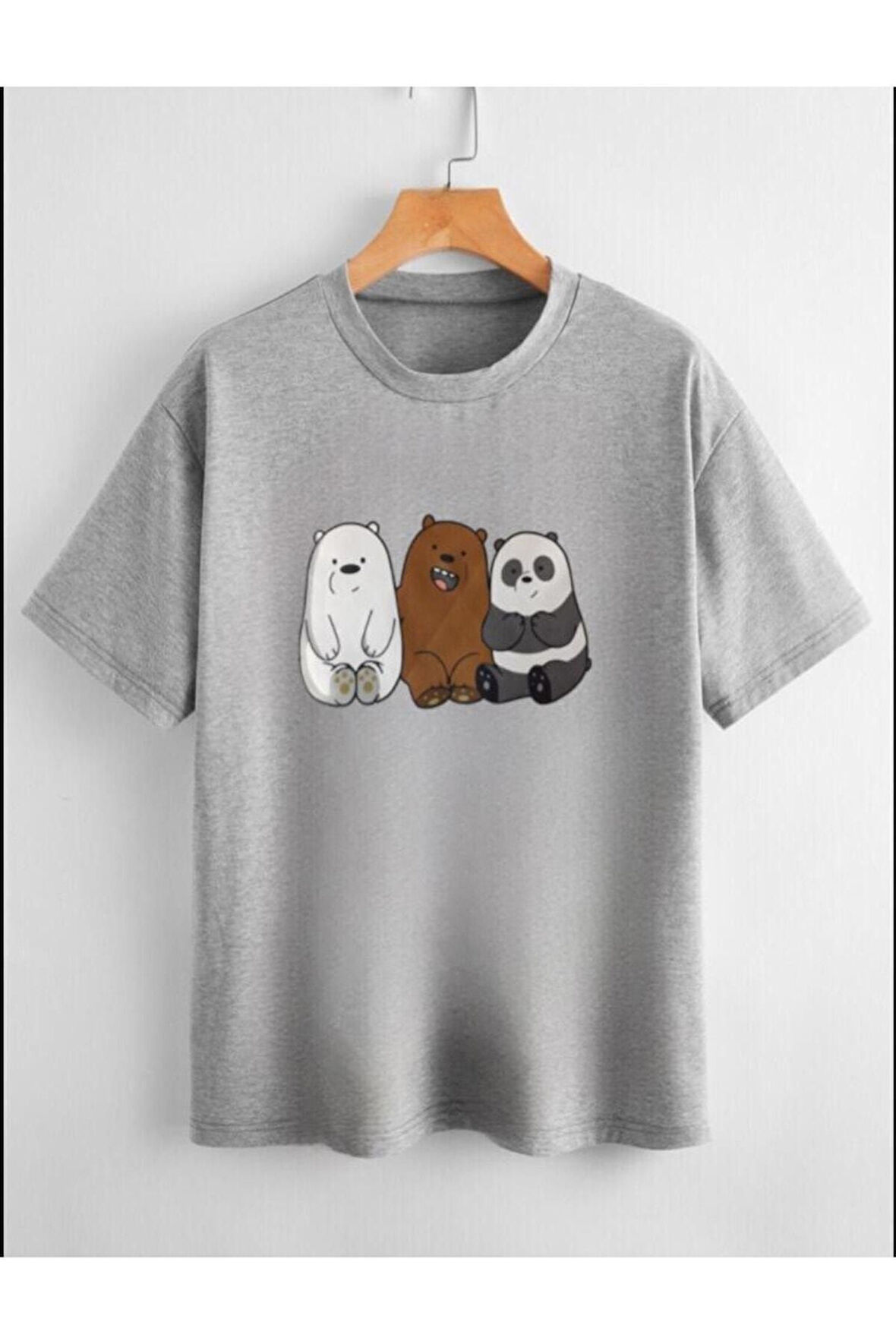 Pandalar Baskılı Kız/erkek Çocuk Tişört