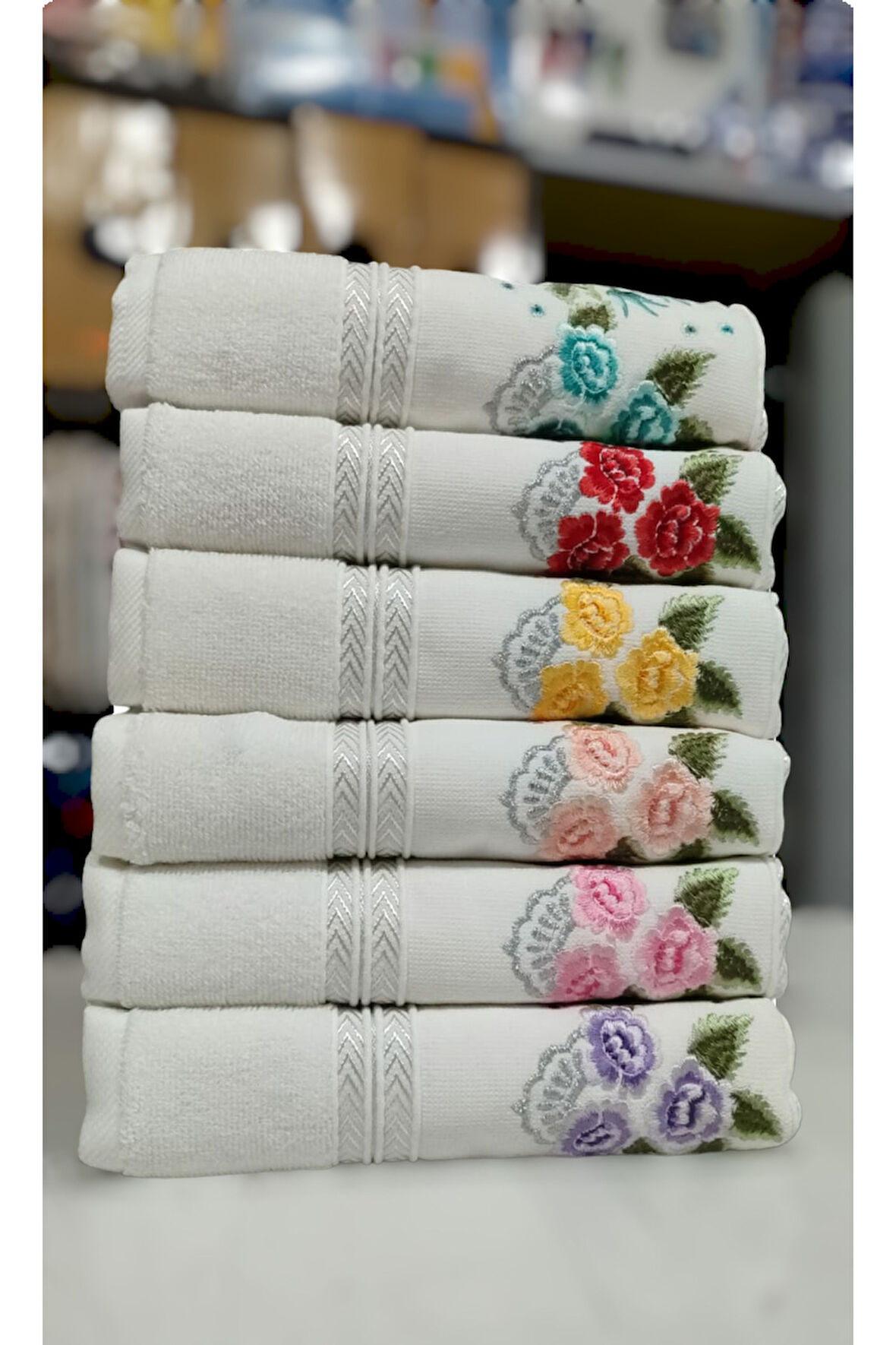 Özdilek 6 Adet Açelya Nakışlı Havlu Model 22-14