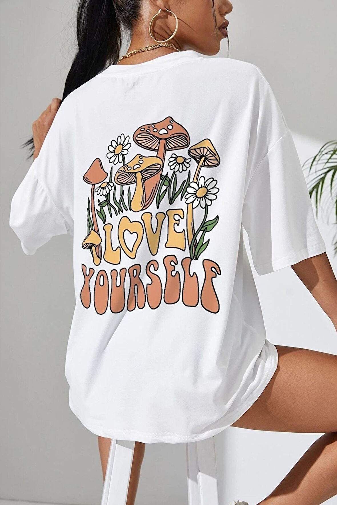 Love Yourself garalio Baskılı T-shirt