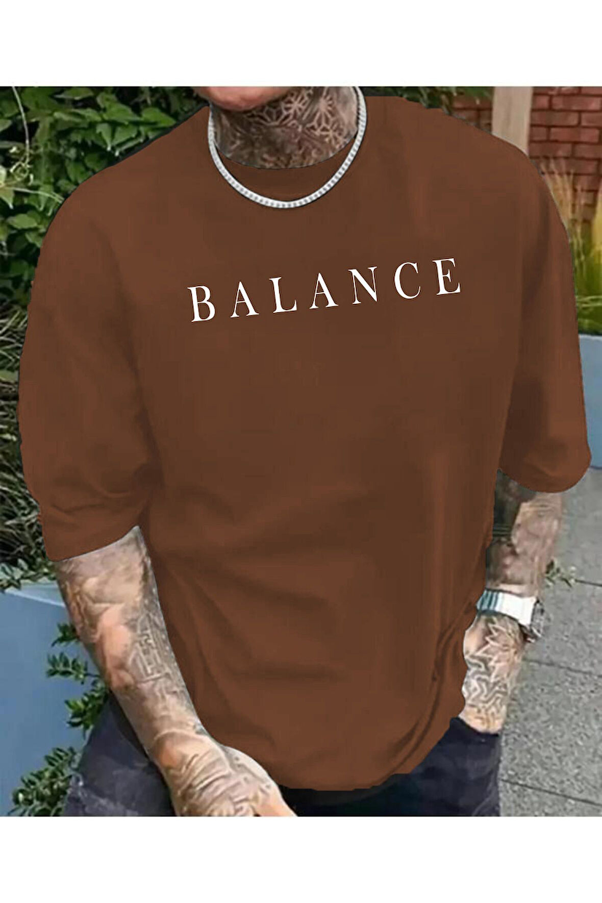 Unisex Balance Baskili Bi?si?klet Yaka T-shi?rt