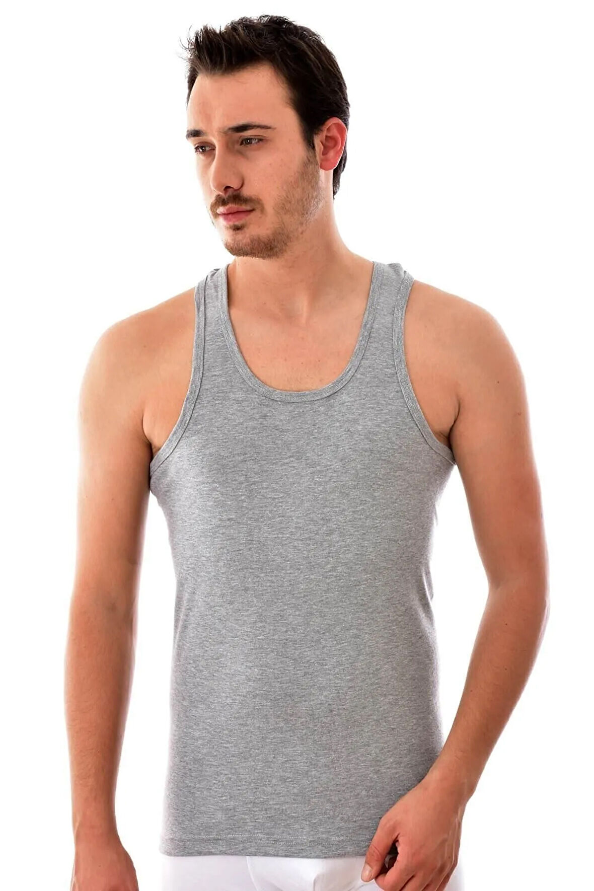 Erkek Gri 6 Adet Pamuklu Spor Atlet Gri 0118