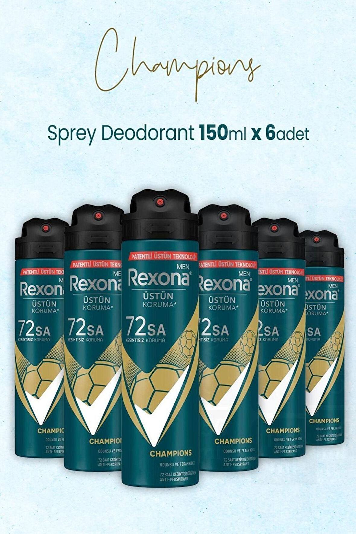 Erkek Deodorant 150 ml Champions X 6 Adet