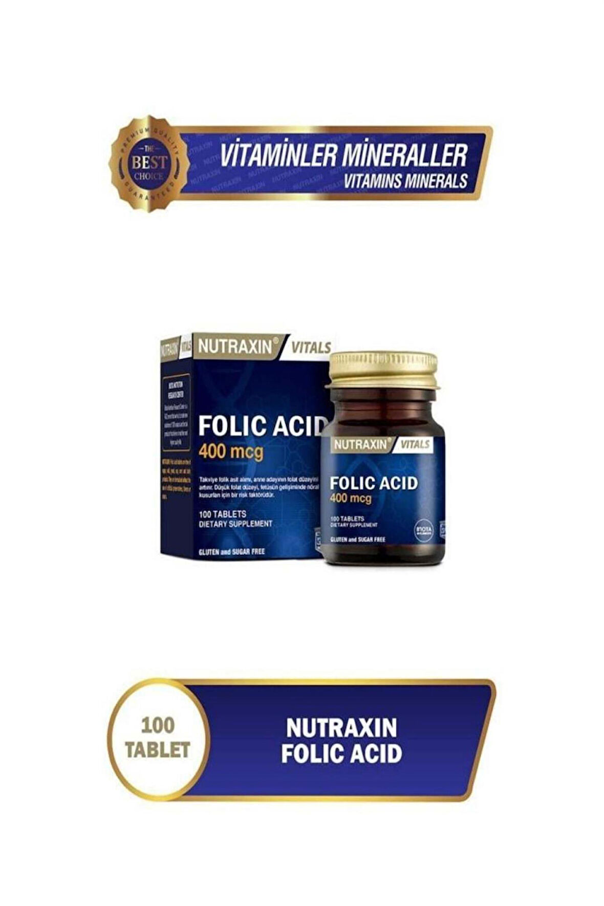 Nutraxin Folik Asit 400 Mcg 100 Tablet