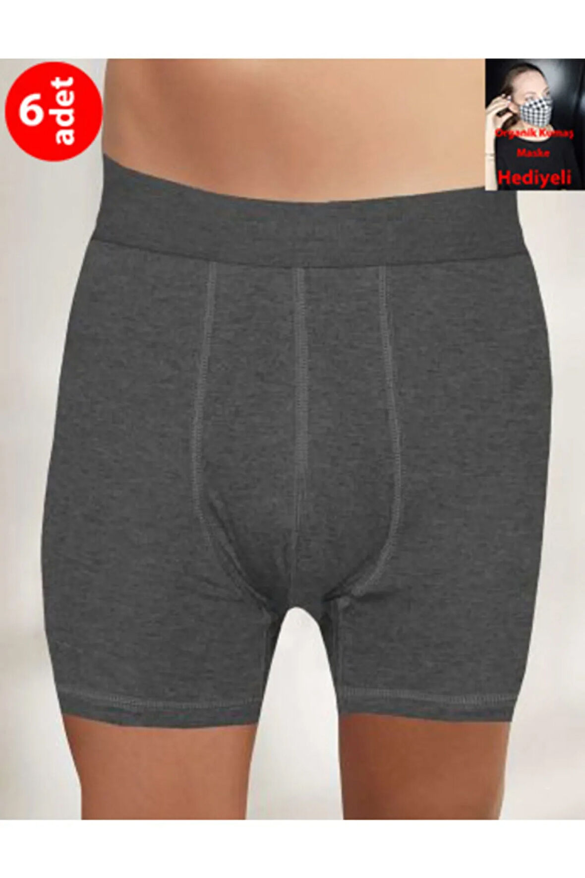 Erkek Füme Renk Likralı Boxer 6lı Paket Boxer Me031