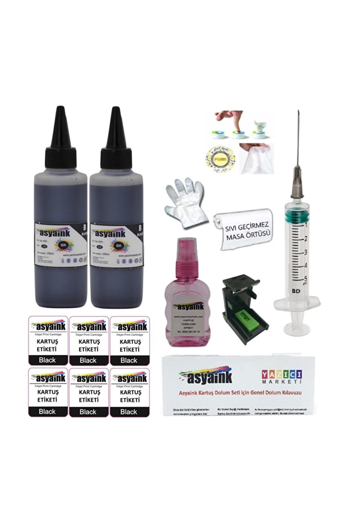 Hp 3510, HP 3515 Uyumlu Siyah Kartuş Dolum Seti - 2x100ml HP 650