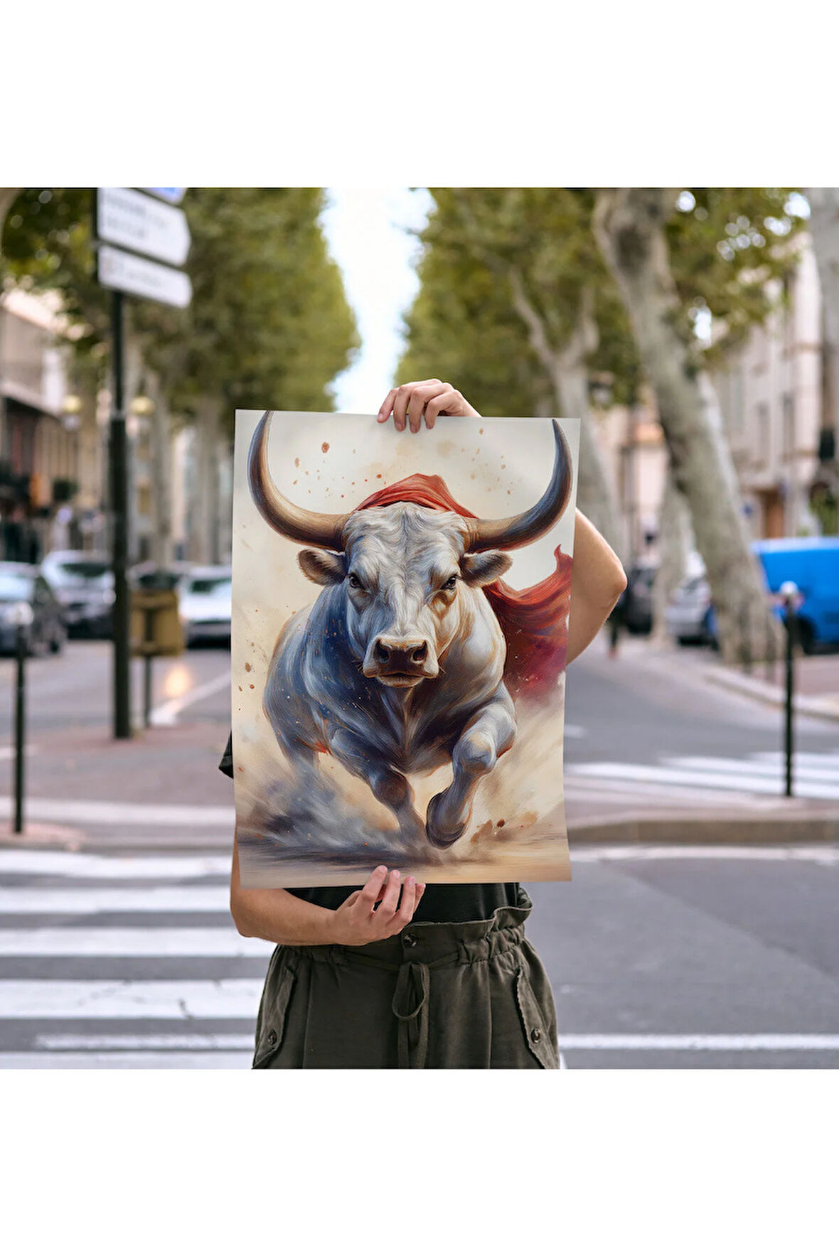Çerçevesiz Poster , Dijital Baskı Soyut , Boğa "Hür" , Salon Ofis Dekorasyon , Poster