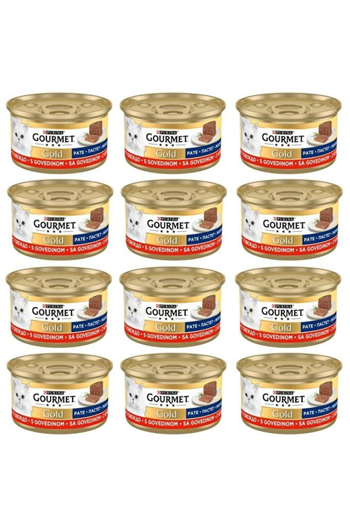 Gourmet Kıyılmış Sığır Etli Kedi Konserve Maması 85 Gr 12 Adet