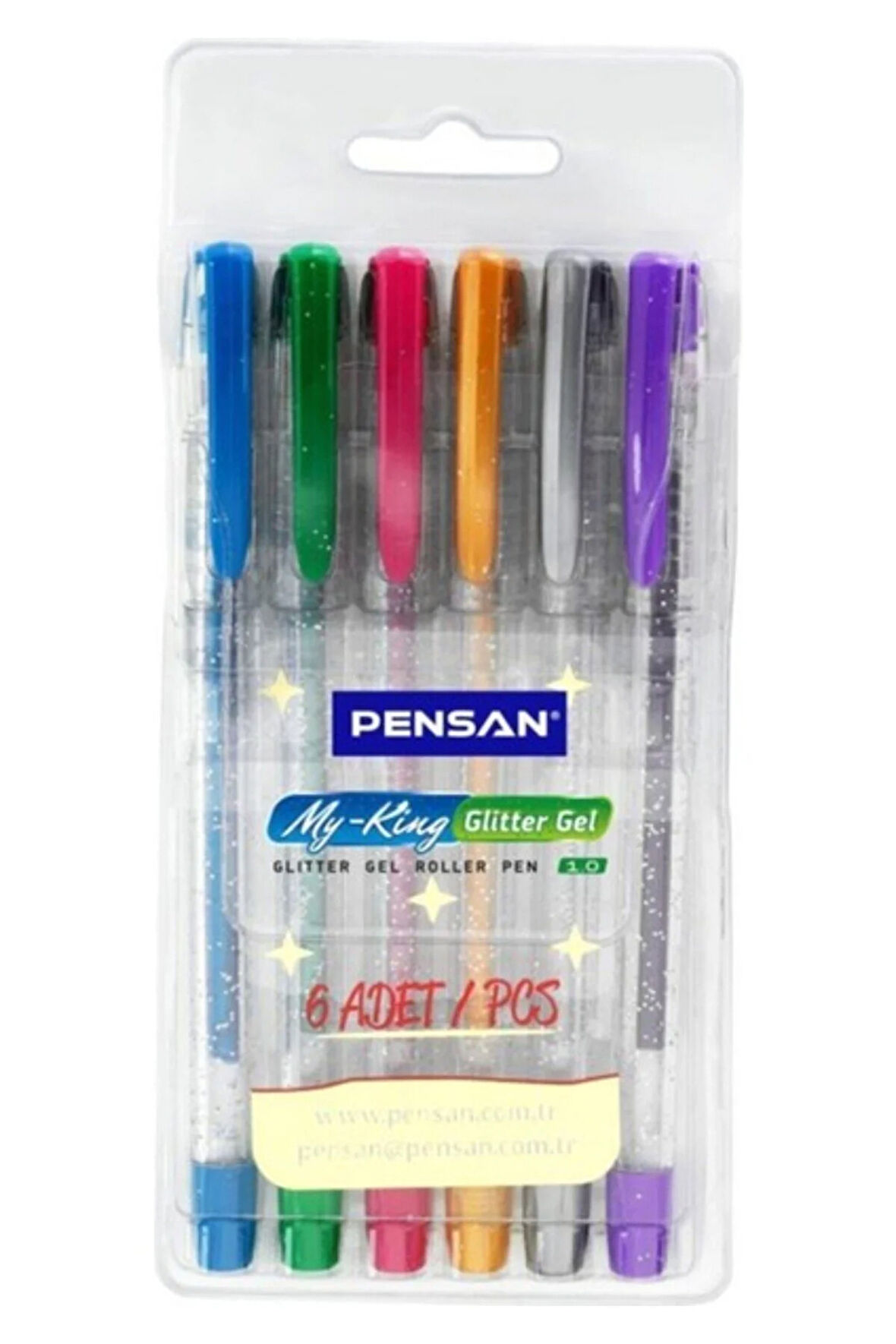 2227 My-King Simli Jel Tükenmez Kalem 1,0 mm (6 Renk Set) PE02227JK00S6