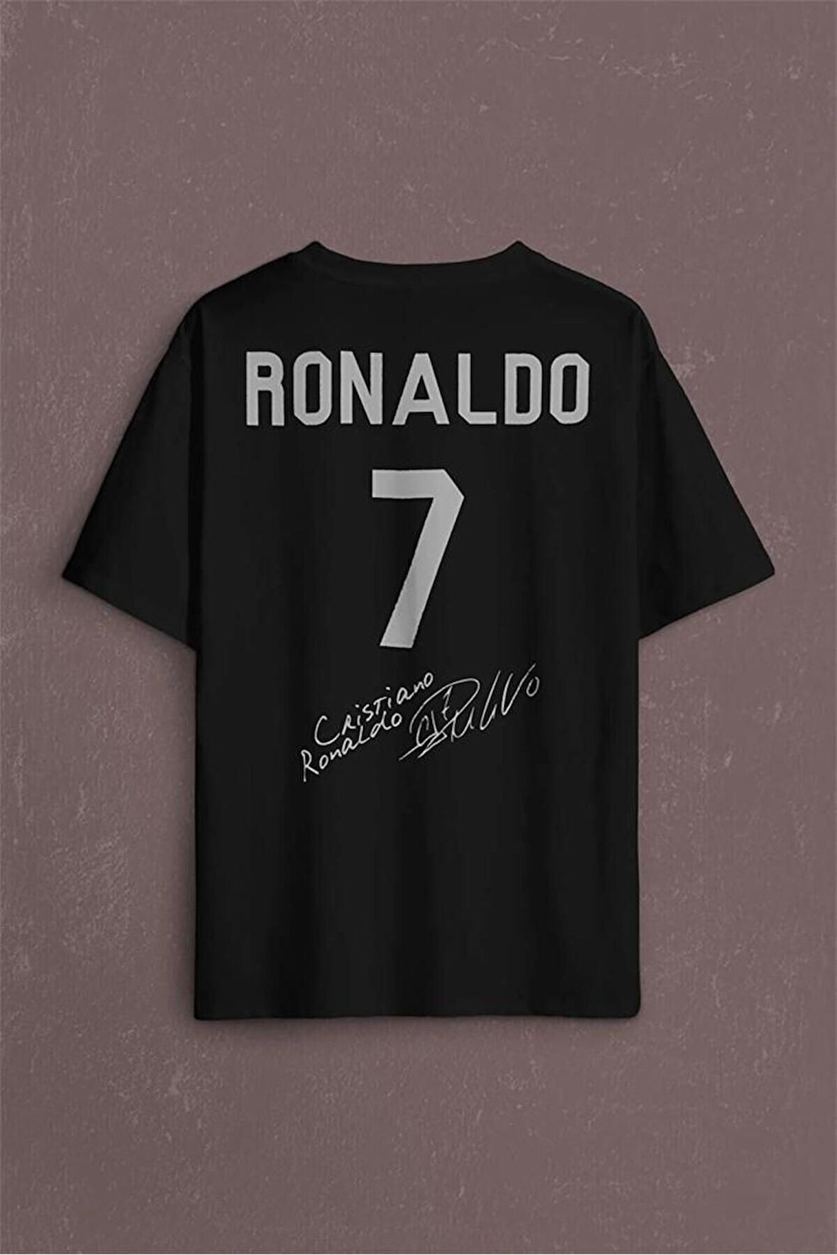 Unisex Tasarım Ronaldo Baskılı Oversize %100 Pamuk T-shirt