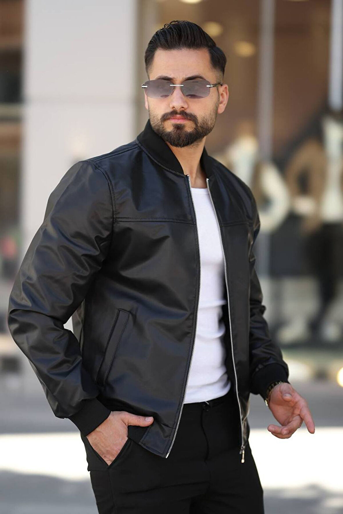 ERKEK PREMİUM BOMBER DERİ CEKET