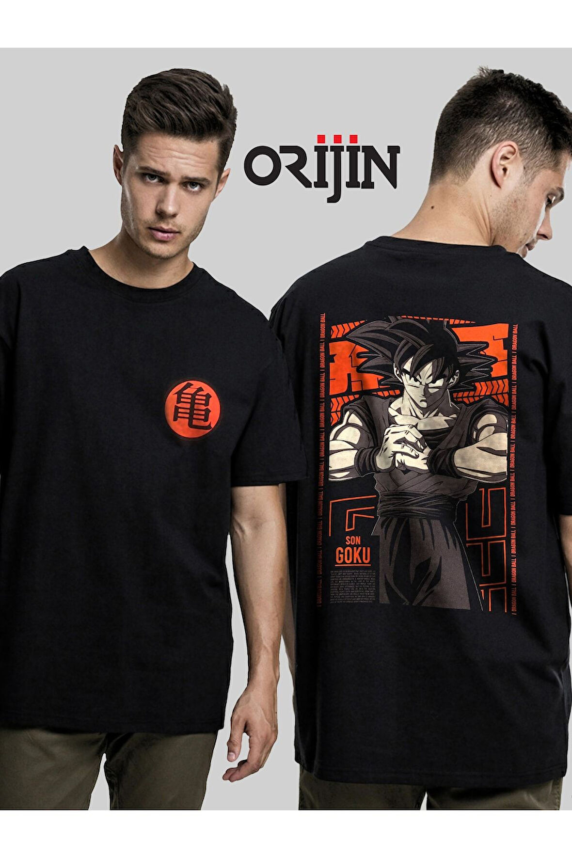 Dragon Ball Son Goku Ön Arka Baskılı Unisex Siyah Tshirt