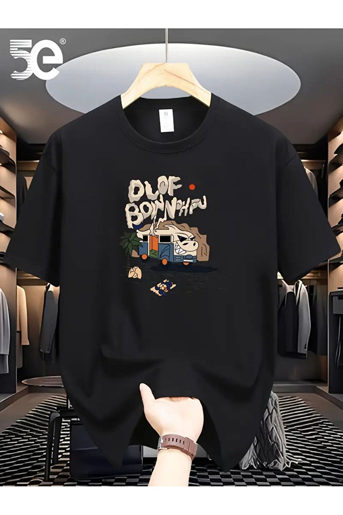 Newon Büyük Beden Grafik Baskılı Oversize Penye T-shirt Tişört Tüm Mevsimler