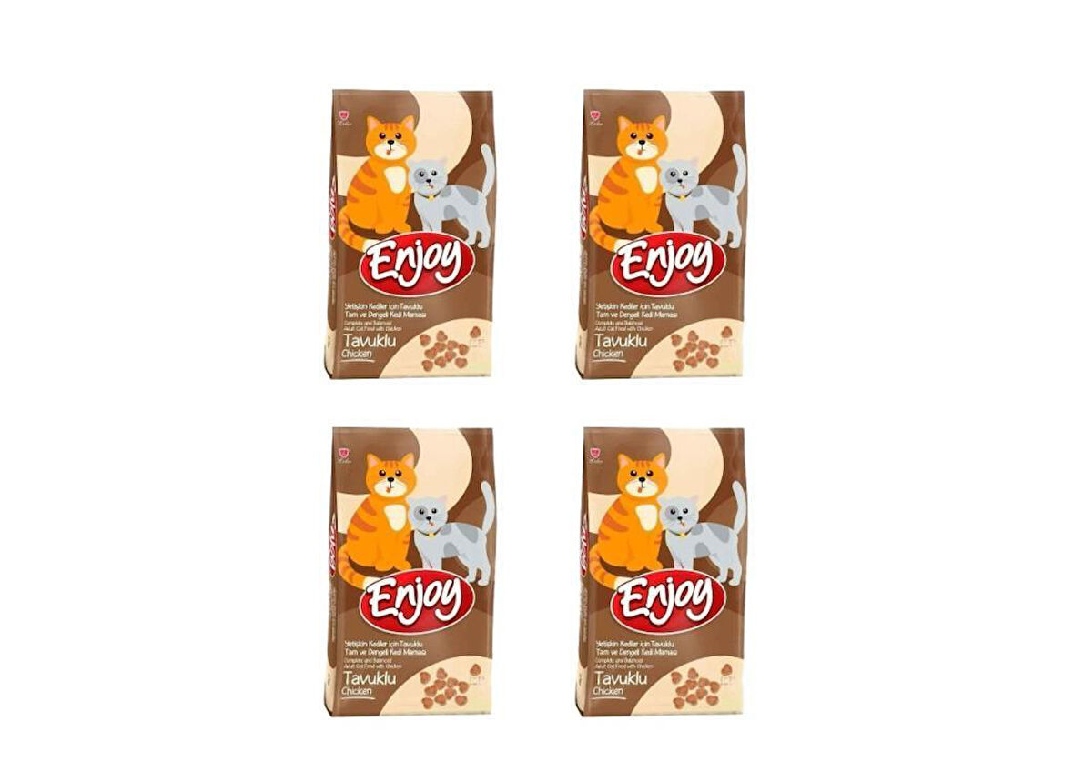 Enjoy Tavuk Etli Yetişkin Kedi Maması 1 Kg X 4 Adet