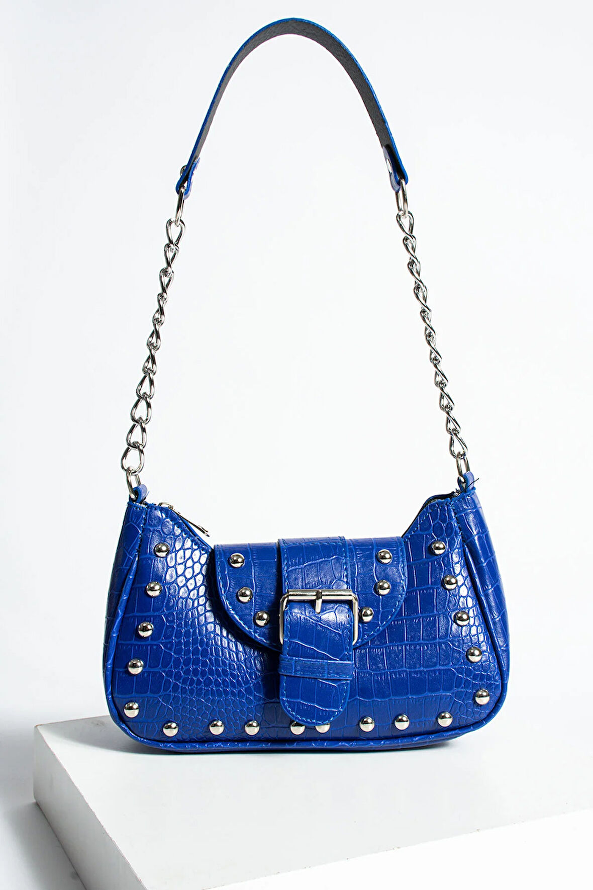 Bony ma zımbalı timsah desenli kol çantası