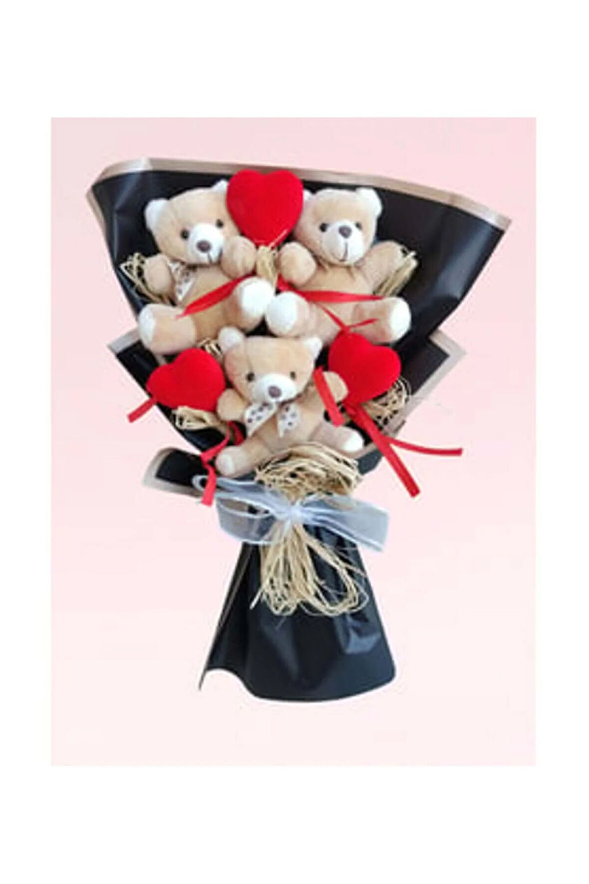 3 lü Kalp Ayıcık Buketi