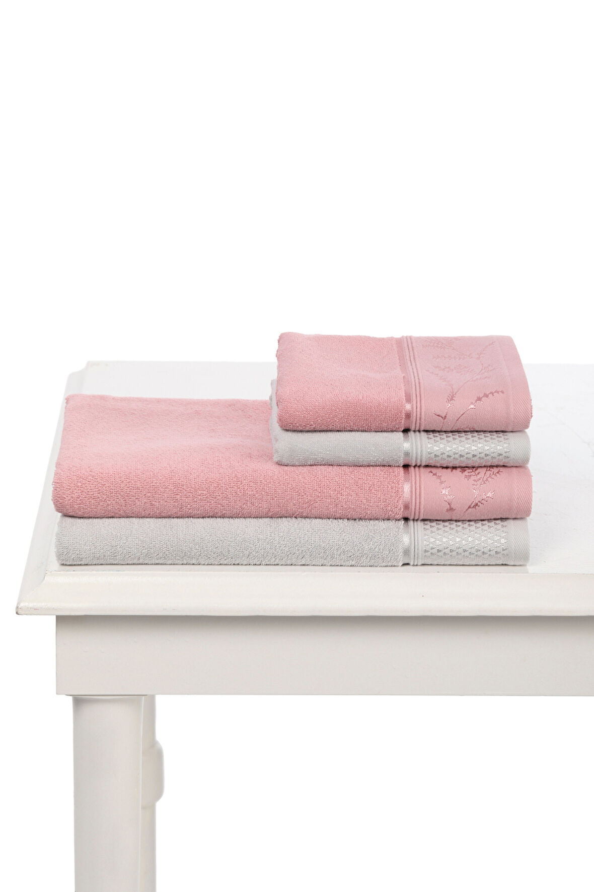 Özdilek Ditsy Havlu Seti Pembe-Gri