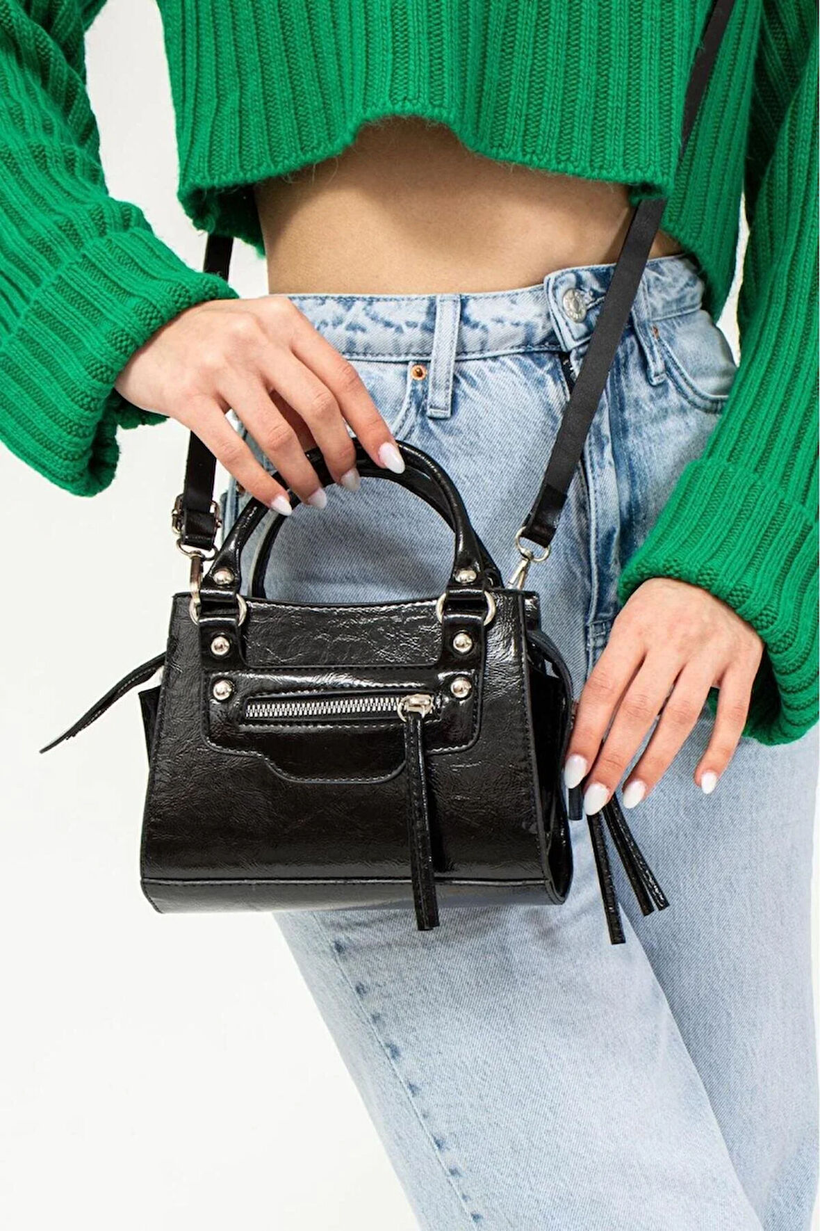 Kadın mini el ve omuz çantası şık tasarımlı çapraz çanta