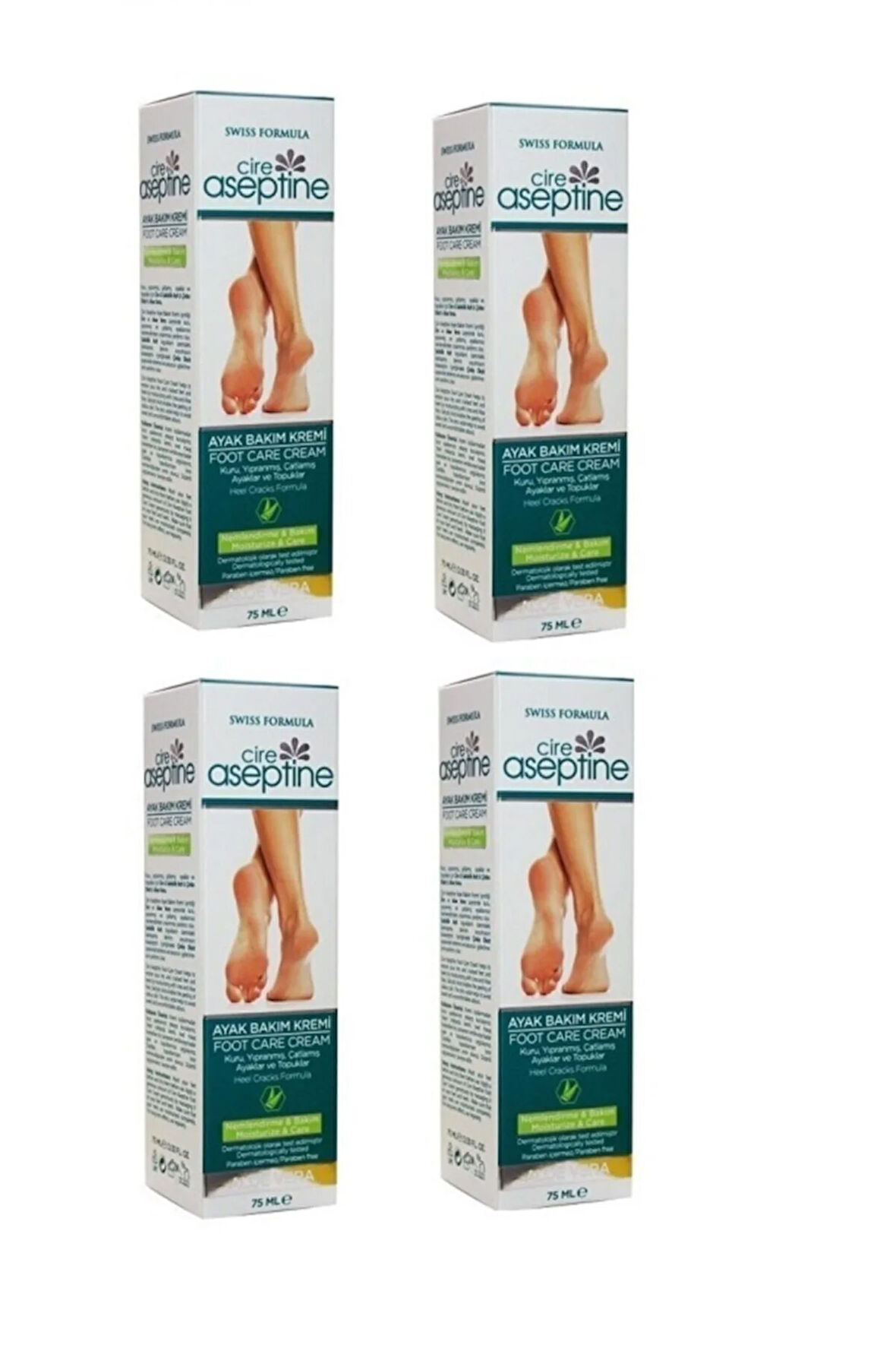 Terleme Ve Kokunun Giderilmesine Yardımcı Cire Aseptine Ayak Bakım Kremi 75 Ml 4 Adet