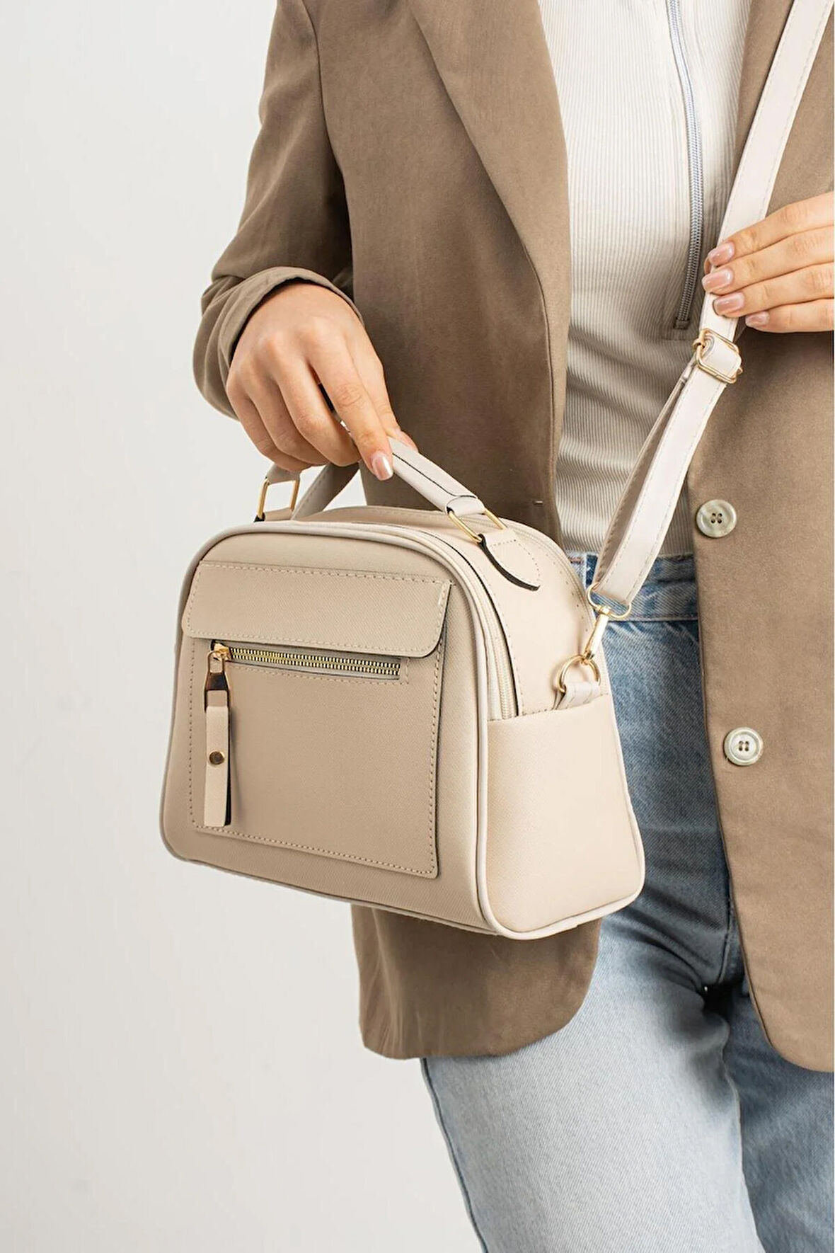 Lüks Klasik çok bölmeli el ve omuz çantası