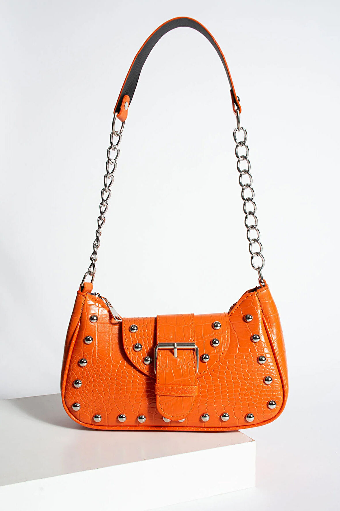 Bony ma zımbalı timsah desenli kol çantası