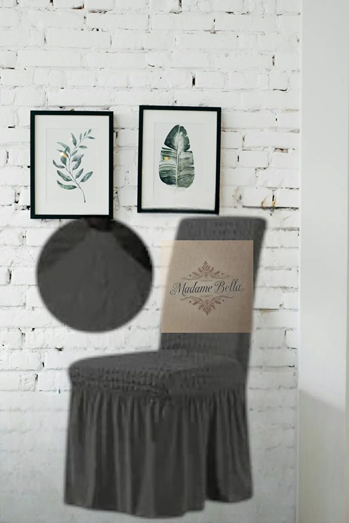 1 Adet Bürümcük Etekli Likralı Esnek Yıkanabilir Sandalye Kılıfı,45x45x60 Ölçüde Sandalye Örtüsü