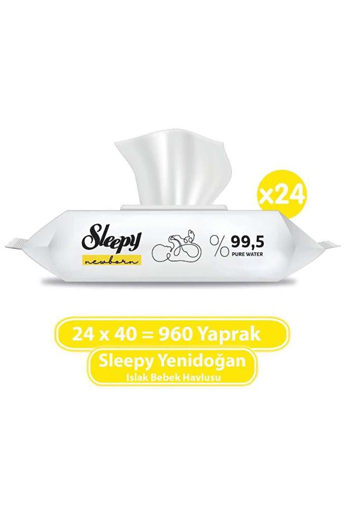 Sleepy Yenidoğan Islak Bebek Havlusu 24x40 (960 Yaprak)
